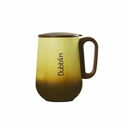 Efinito Rugby Stainless Steel Unbreakable Tea Coffee Mug Double Wall Insulated with Handle and Lid, Wide Mouth Mug Keeps Beverages Hot & Cold 270 ML Brown