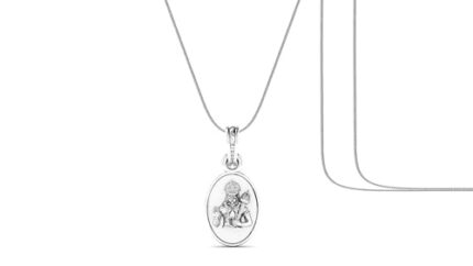 Efinito Sterling Silver (92.5% purity) God Hanuman Chain Pendant (Pendant with Chain-22 inches) for Men Pure Silver Lord Bajrang Bali Chain Locket for Good Health & Wealth