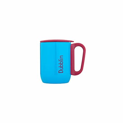 Efinito Polo Stainless Steel Unbreakable Tea Coffee Mug Double Wall Insulated with Handle and Lid, Wide Mouth Mug Keeps Beverages Hot & Cold 220 ML Blue