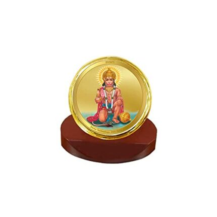 Efinito Hanuman Ji God Idol Photo Frame for Car Dashboard, Table D?cor, Office|MCF 1C Gold Photo Frames and 24K Gold Plated Foil|Religious Photo Frame Idol for Pooja, Gifts Items (5.5X5.0 CM)