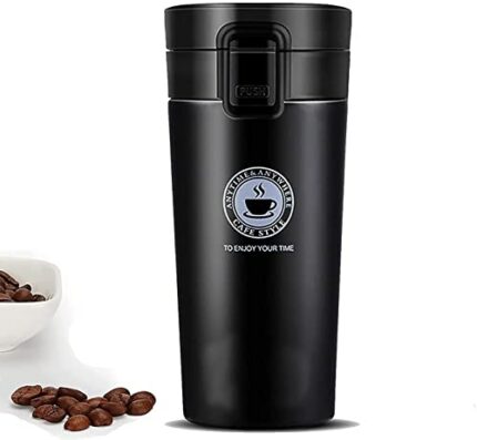 Efinito BK Vacuum Insulation Cup with Lid, Stainless Steel, Hot & Cold Coffee, Tea for Travelling, Office (Black, 360 ml)