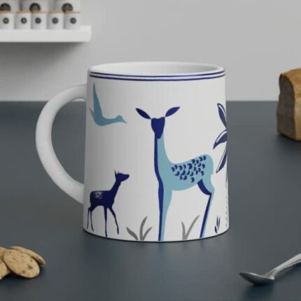 Efinito Stag Blue Coffee Mug Set of 1 to Gift to Best Friends, Coffee Mugs, Microwave Safe Ceramic Mugs,(300 ml Each)