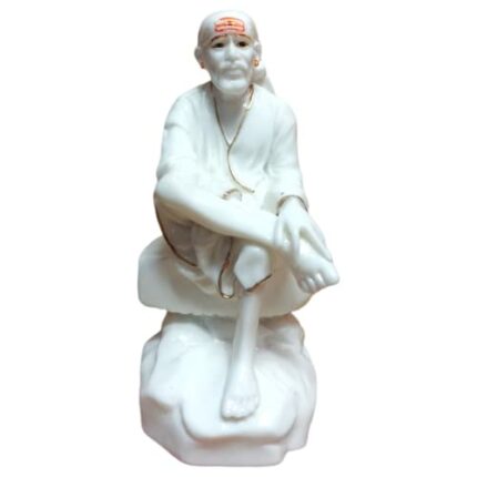 Efinito Krishi Sai Baba Murti Marble Dust Idol Statue for Pooja (White_4.5 Inch)