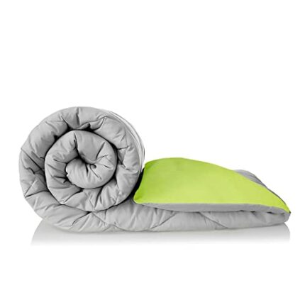 Efinito Plush Reversible Microfiber Comforter Double Bed | 220 GSM Wadding |110 GSM Peached Extra Soft Microfiber Fabric,All Weather Comforter Double Bed (90 X 100 Inches)(Ash Grey + Olive Green)