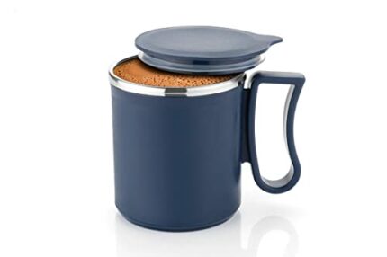 Efinito Coffee Mug with Lid Insulated Stainless Steel for Tea Milk Mug Inner Stylist Double Wall Cup for Home Office Restaurant Use Gift Pack of 1 Pic(Navy Blue)