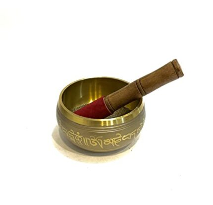 Tibetan Singing Bowl Antique Mantra Singing Bowl -Meditation Singing Bowl With Mallet, Spiritual Healing, Meditation Singing Bowls For Beginners Sound Bowl For Yoga By Devotional India