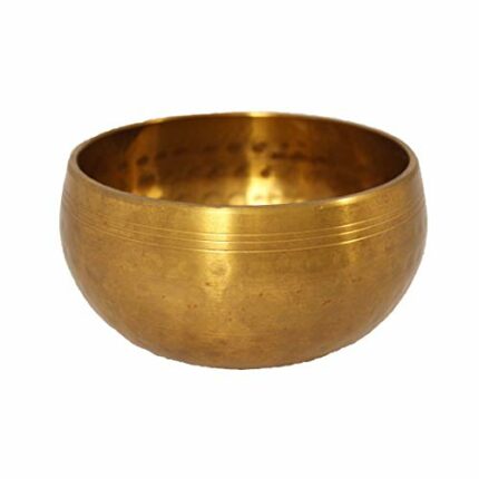 Efinito Metal Brass Tibetan Buddhist Singing Bowl Musical Instrument for Meditation Prayer and Yoga (Golden, 3.5-inch)