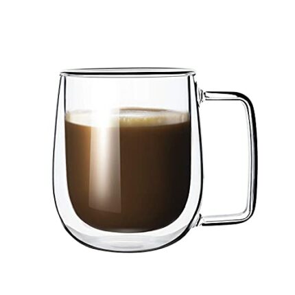 Efinito Double Wall Crystal Glass Tea Cup Coffee Mug - 290ML (Single Piece)