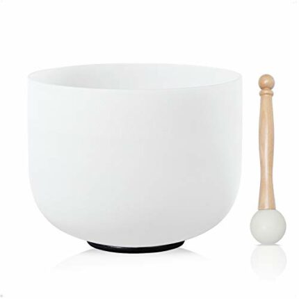 Efinito 8 Inch F Note Heart Frosted Quartz Crystal Singing Bowl For Yoga Meditation Free Mallet & O-ring Sound Therapy