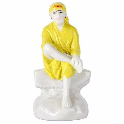 Efinito Sai Baba Polystone Washable Idol (Height : 3.5 Inch, Yellow)