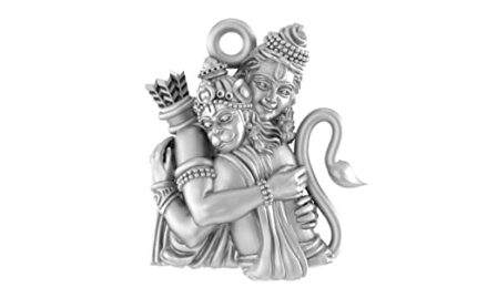 Efinito Sterling Silver (92.5% purity) God Ram Bhakat Hanuman Pendant for Men & Women Pure Silver Bhagwan Shri Ram and Hanuman Locket for Good Health & Wealth