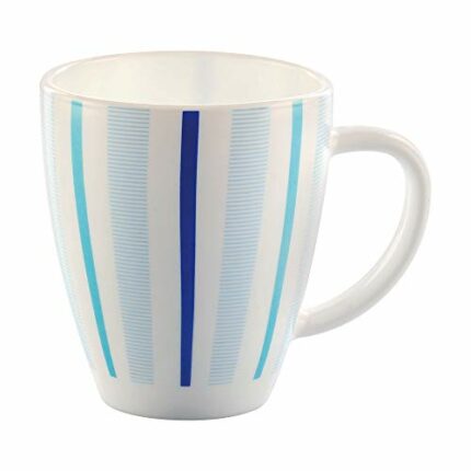 Efinito Blue Strip 390 ml Mug, Microwave Safe, Chip Resistant, Blue & White (Opalware)