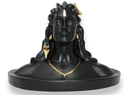 Efinito Polyrasin Lord Adiyogi Shiva Statue, Mahadev Murti Home/Office Decor and Car Dash Board (Matte Black, 16x10.5x11.5cm)