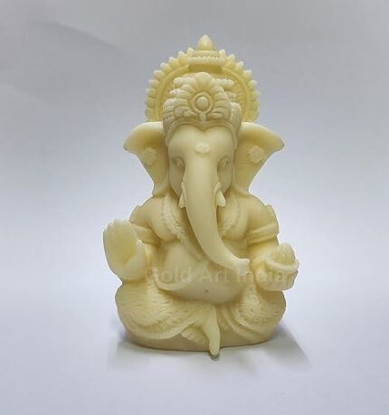 Efinito 3D Ivory Ganesha Idol Ganesh for Car Dashboard Statue Ganpati Vinayaka Vinayagar Figurine Diwali Gifts Home Decor Luck, Success