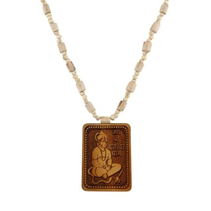 Efinito Shri Bageshwar Tulsi Mala With Wooden Hanuman ji locket | Balaji Dham Brown Beads For Men