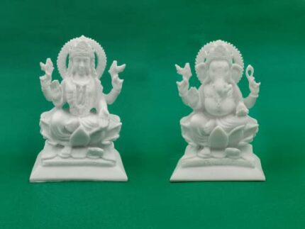 Efinito Laxmi Ganesha Idol Marble Murti for Puja Home Diwali Decoration Gifts Lakshmi Ganesh Idol Showpiece Statue for Home Pooja Room Temple Mandir Office