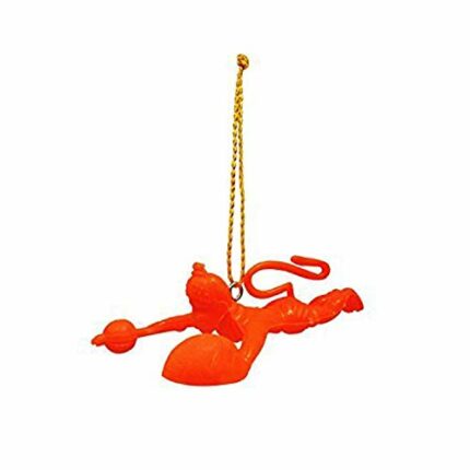 Efinito Universal Car Hanging Plastic Flying Lord Hanuman Ji Idol (6 x 19.2 cm, Orange, 1 PC)