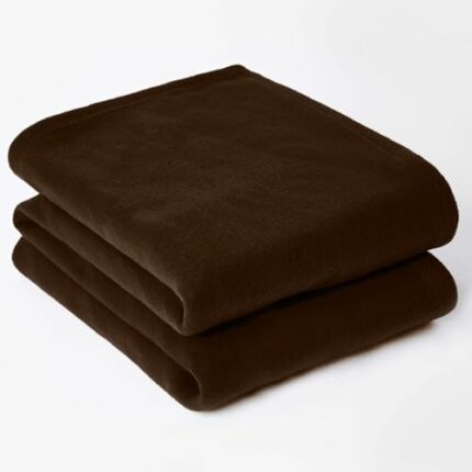 Efinito 300 TC All Season Solid/Plain Lightweight Polar Fleece Single Bed Blanket (152 x 230 cm) Brown Blanket SingleIV3