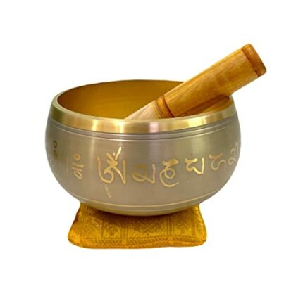 Efinito Sound Singing Bowl for stress relief Meditation with striker stick Bell Sound (6"X3" Grey)