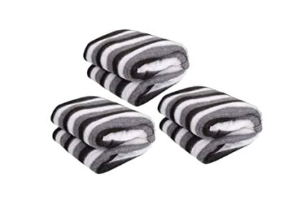 Efinito Light Weight Black and White Stripe Fleece Blanket, Bedsheet for All Seasons Super Soft Plush and Luxurious AC Blanket Warm and Cozy (Single Bed, 10)