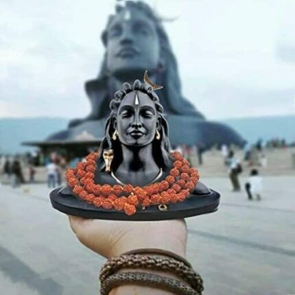 Efinito Polyresin Tialk Adiyogi Shiva Statue || Miniature Adiyogi Shiva Mahadev Idol with Rudraksha Mala Ideal for Car Dashboard, Home Decor, Pooja, Gifting, Good Luck & Peace