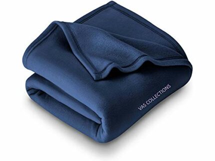 Efinito - 300 TC All Season Solid/Plain Lightweight Polar Fleece Double Bed Blanket (230 x 230 cm, Blue)