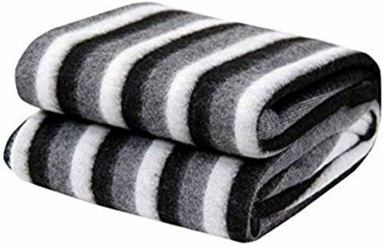 Efinito Polyester Striped Single Bed AC Fleece Blanket, Pack of 1 (Black & White, 60 inch X 90 inch)