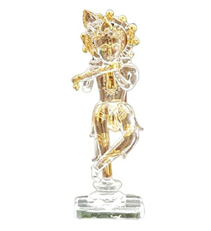 Efinito Krishna Kishan Murti Idol Statue Sculpture (5.25") | Crystal Glass