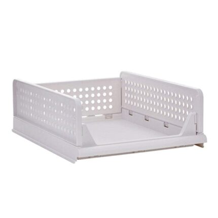Efinito Polypropylene 1 Piece Wardrobe Organizer for Storage/Foldable & Stackable Closet Basket/Cupboard Organizer for Clothes/Almirah Space Saver(White)