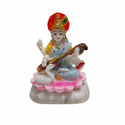 Efinito Saraswati Idol Small Murti Marble Look Statue for Puja for Home Decor Living Room Office Bedroom Decoration Libby Dining Room Multicolor (8 x 10)