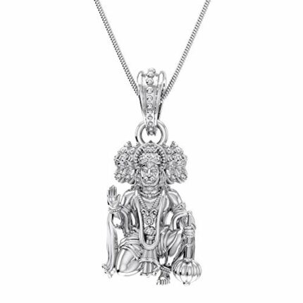 Efinito Sterling Silver (92.5% purity) God Hanuman Pendant for Men & Women Pure Silver Lord Bajrang Bali Locket for Good Health & Wealth