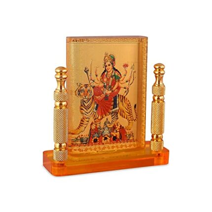 Efinito Hindu Goddess Maa Bhavani MATA Durga Vaishano Devi Sheronwali Acrylic Frame Murti for Car Dashboard, Office Table, Home, Mandir | Idol Statue Showpiece Decor Sculpture for Gift
