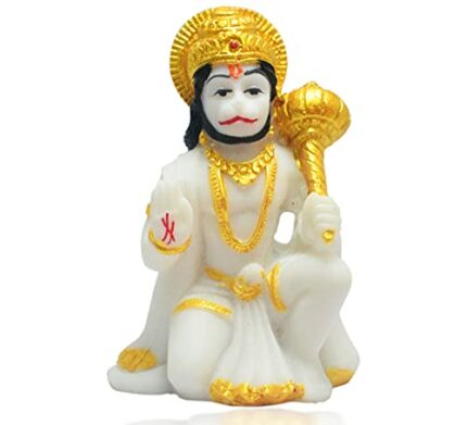 Efinito Lord Hanuman Idol in Marble Material | White Color | Suitable for car Dashboard | Home Or Office Temple puja | Home Decor | Diwali pujan | for Gifting Purpose