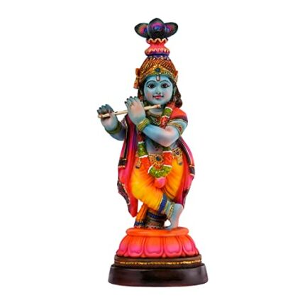 Efinito Handcrafted Krishna Murti Showpiece Hindu God Idol Decorative Statue Figurine for Home Decor Gifts for House Warming for Living Room, Multicolour, 33 X 13 X 10 CM