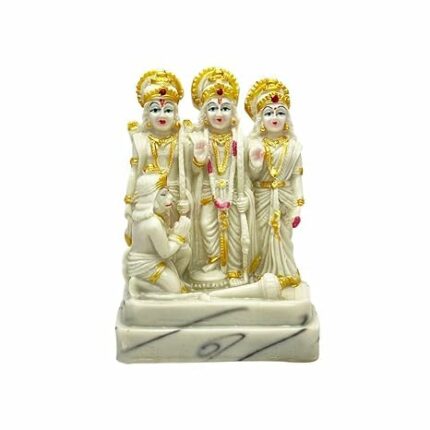 Efinito White Ram Darbar Idol, Ram Parivaar Murti, Religious Gift for Office, Home Decor, Temple, Spiritual Gift Decorative Showpiece - 15 cm (Resin, White)