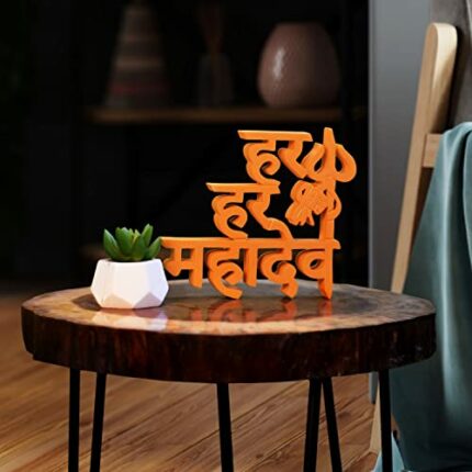Efinito Har Har Mahadev Orange Showpiece - Aesthetic Home, Table Decoration (7 x 6.20 inch), Bedroom, Living Room, Book Shelf, and Office Table,Birthday Gift - Religious Inspirations.