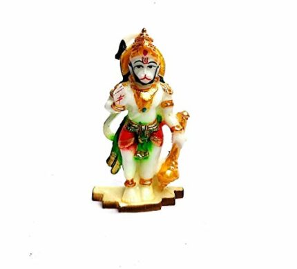 Efinito Stone Hanuman Statue for Car Pooja Murti Idol (White, 4 inch)