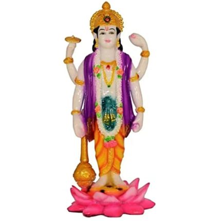 Efinito Marble Look Lord Vishnu Ji Murti Statue for Pooja Room Home Temple Idol 9 Inch Multicolor