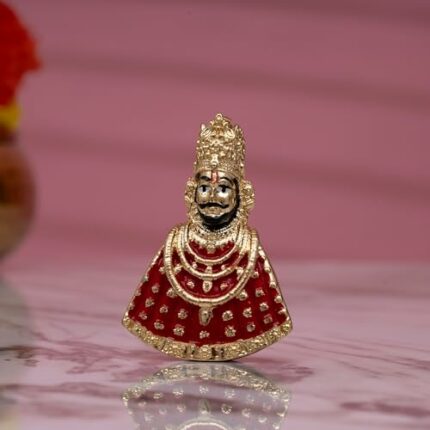 Efinito Pure Gold Coated Khatu Shyam Ji Murti Idol - Khatu Shyam ji Idol for Car Dashboard, Shyam Baba Murti Idol for Peace & Positivity