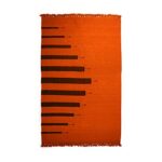 Efinito 'Rustic Heritage' Handwoven Rajasthani Inlay Panja Dhurrie for Living Room & Bedroom in Wool (60 x 36 Inches or 5 x 3 Feet), Fiery Orange and Brown, (EL-042-025) - Image 4