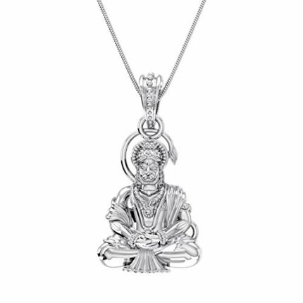 Efinito Sterling Silver (92.5% purity) God Hanuman Pendant for Men & Women Pure Silver Lord Bajrang Bali Locket for Good Health & Wealth