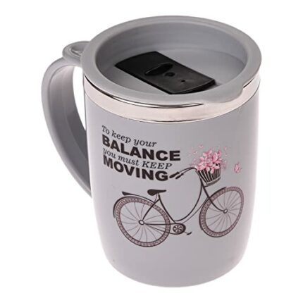 Efinito Insulated Coffee Mug|Stainless Steel Double Wall Tea|Tumbler Cup|Milk Mug with Sliding Lid for Kids & Adults|400 ML (Grey)