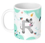 Efinito Colorful Alphabet Letter R Printed Coffee Mug for Kids Girls Boys Friends Love Best Gift for Birthday Anniversary Initial Letter R - Image 4