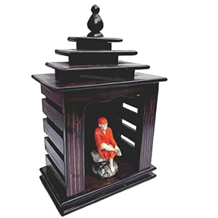 Efinito Sai Baba Statue Murti with Wooden Temple Marble Idol, 4 Temple 8 Inch