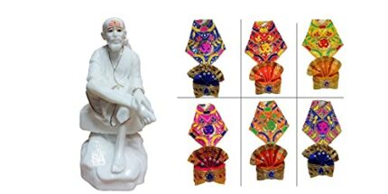Efinito Sai Amrut Sai Baba Murti Marble Dust Idol Statue for Pooja (White) (3.5 Inch, Dress and Pagdi Set)