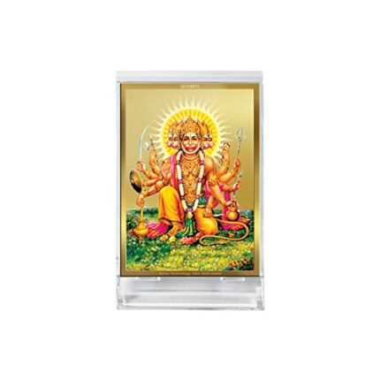 Efinito Lord Panchmukhi Hanuman Ji God Idol Photo Frame for Car Dashboard|ACF 3 ACRYLIC Frame, 24K Gold Plated Foil and | Idol for Pooja, Gifts Items (11X6.8 CM)