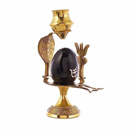 Efinito Brass Shiva Linga Lingam Abhishek Patra with Trishul and Nag for Home Pooja Items Shivling Showpiece Gift Decoration Statue Idol Puja (Golden)