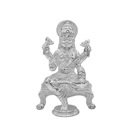 Efinito Pure Silver Goddess Lakshmi/Laxmiji Solid Idol/Murti with Paat Perfect for Gifting & Pooja/Puja Use (925 Purity)(28 Grams)