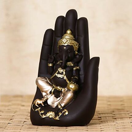 Efinito Golden Handcrafted Palm Ganesha Decorative Showpiece