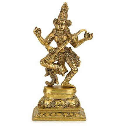 Efinito Brass Standing Statue of Hindu Goddess Saraswati 12.2 Inches
